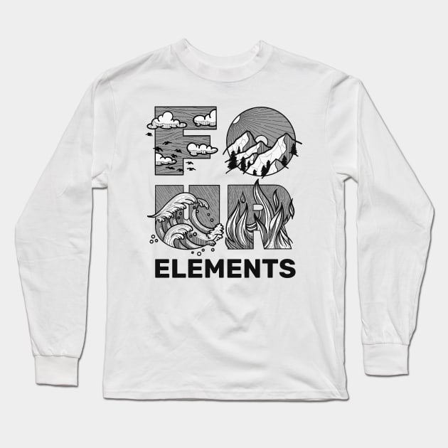 Four Elements Air Earth Water Fire Greek Triangle Symbols Long Sleeve T-Shirt by teeleoshirts